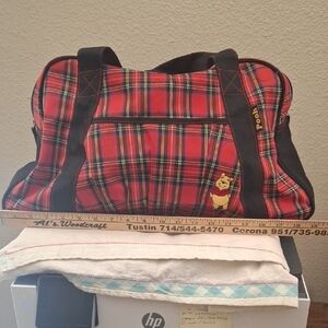 Disney Red Plaid Pooh Travel Bag